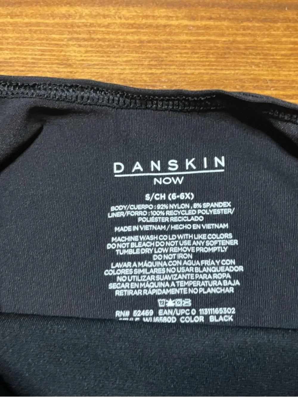 Danskin Black Short Sleeve Girls Dance Leotard Bodysuit Size 6